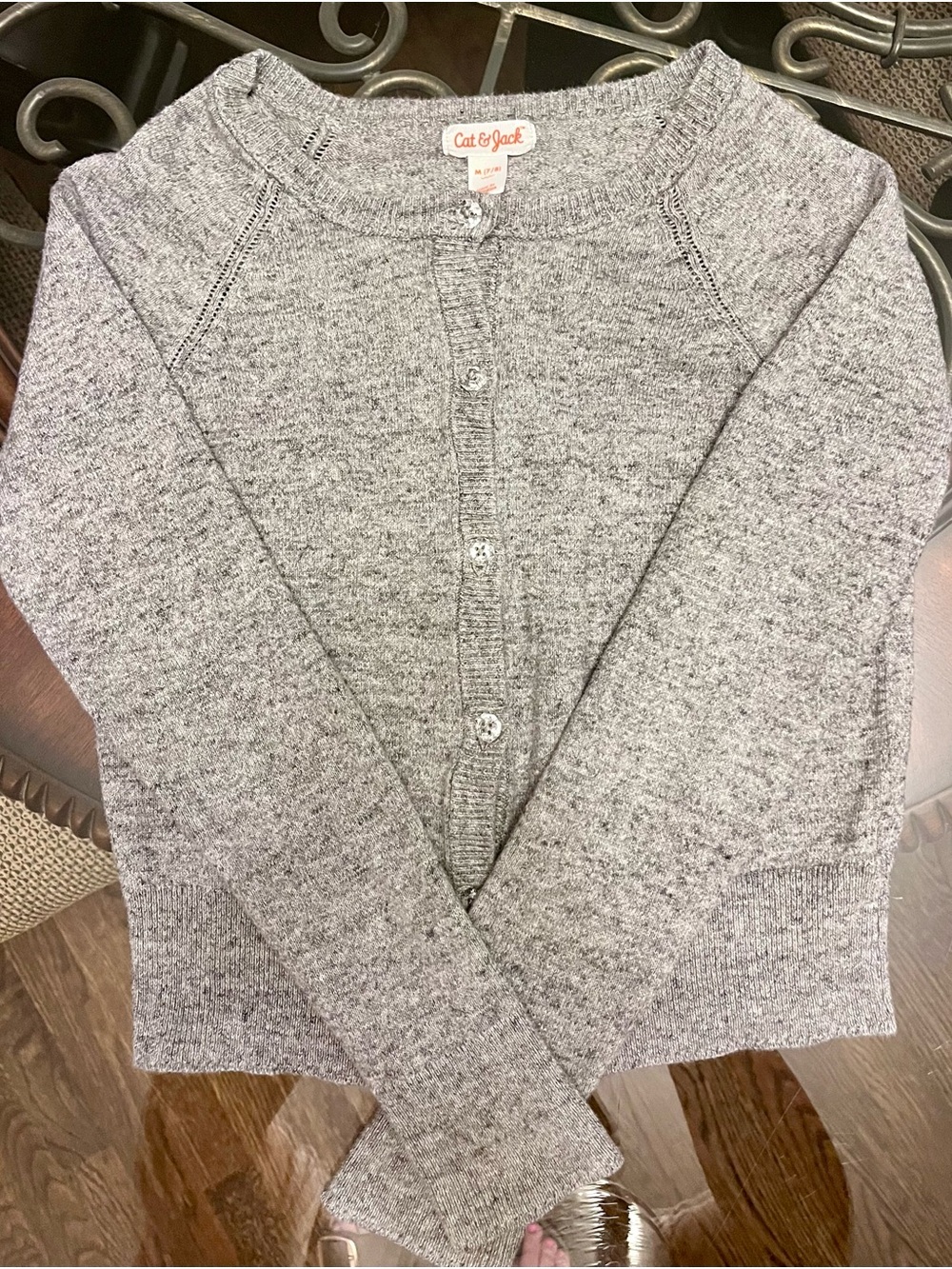 Cat & Jack Heather Gray Button-Front Women's Cardigan
